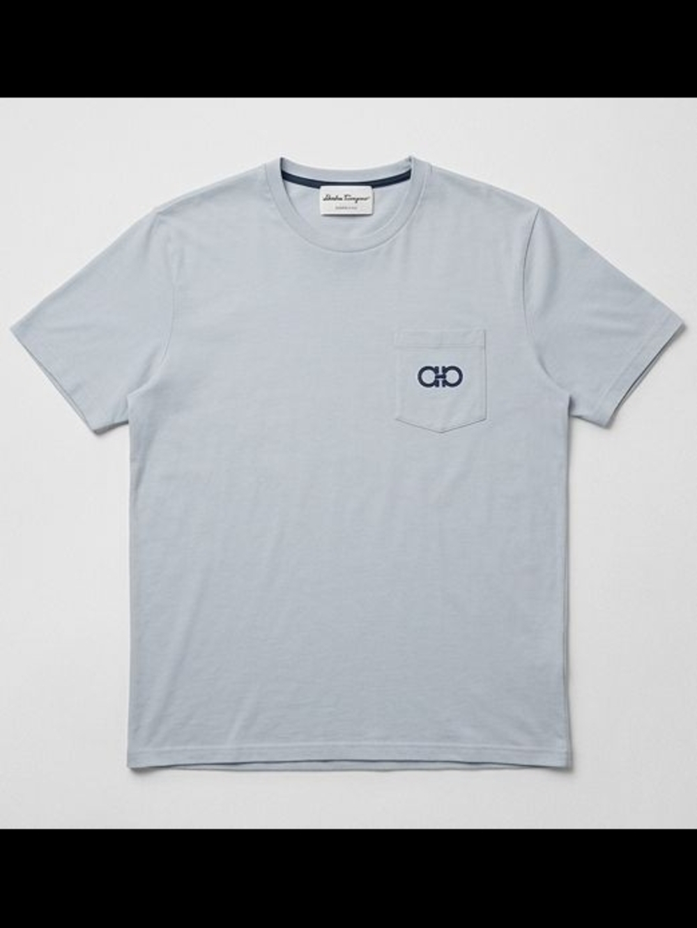 Salvatore Ferragamo Pale Blue Gancini Pocket Tee XXL